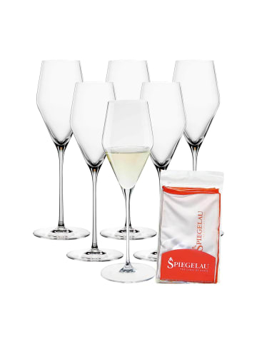 Spiegelau 6er Set Champagnergläser + Poliertuch Definition in 250 ml in transparent