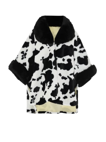 imala Poncho in Schwarz Wollweiss