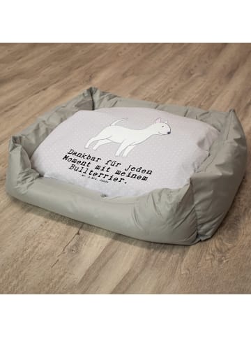 Mr. & Mrs. Panda Hundematte Bullterrier Moment mit Spruch in Grau Pastell
