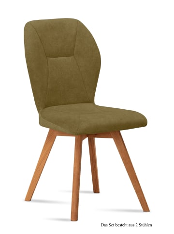 58 aufm Kessel ESSZIMMERSTUHL (2er-Set) Donia 51x92x60 Eiche geölt/Olivgrün