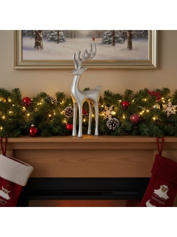 Home&Styling Collection Weihnachtsfigur, Rentier in Silbern, (B) 6 x (H) 35 x (L) 14 cm