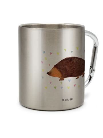 Mr. & Mrs. Panda Becher Igel Herzen ohne Spruch in Silber