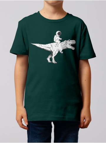 wat? Apparel T-Shirt Astronaut on T-Rex in Dunkelgrün