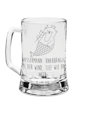 Mr. & Mrs. Panda Gravur Bierkrug Wassermann Astrologie mit Spruch in Transparent