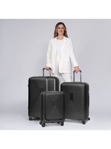 Redolz Essentials 14 4 Rollen Kofferset 3-teilig mit Dehnfalte in black metallic