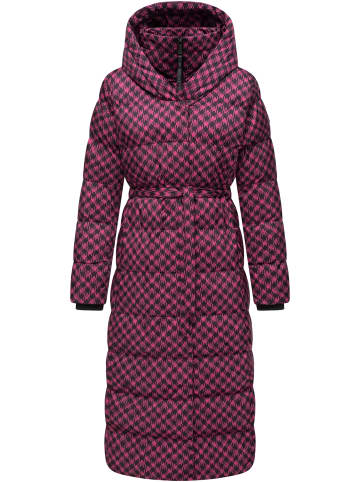 ragwear Steppmantel Niara Long Print in Fuchsia