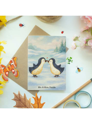 Mr. & Mrs. Panda babykarte Pinguin Liebe Design ohne Spruch in Weiß
