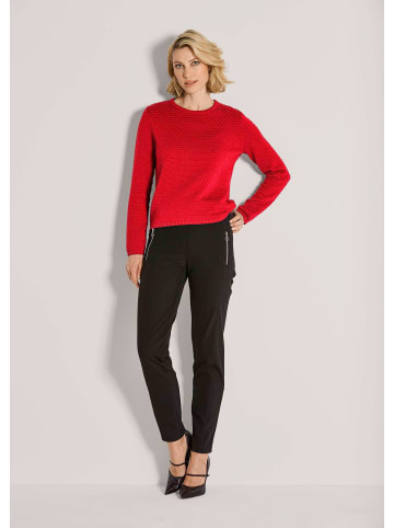 MADELEINE Eleganter Baumwollpullover mit Noppenstruktur in rot