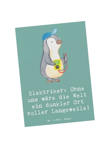 Mr. & Mrs. Panda Postkarte Elektriker Helden mit Spruch in Meeresbrise