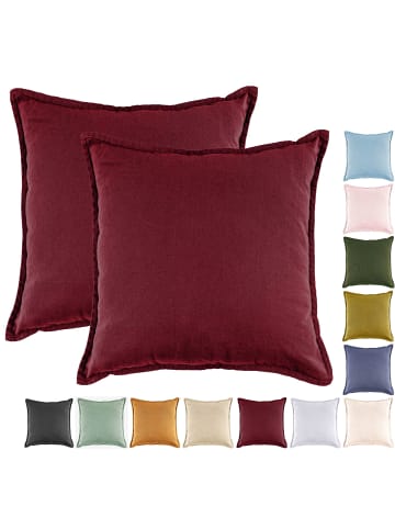 JACK 2er Set Kissenhülle 45x45cm Baumwolle Einfarbig in Bordeaux