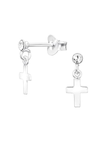 Alexander York Ohrstecker KRISTALL mit KREUZ in 925 Sterling Silber, 2-tlg.