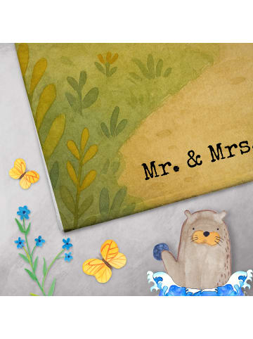 Mr. & Mrs. Panda Gästehandtuch Kaffee Bohne Design ohne Spruch in Weiß