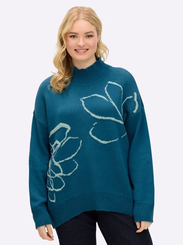 sheego Pullover in topas-kalkmint-gemustert