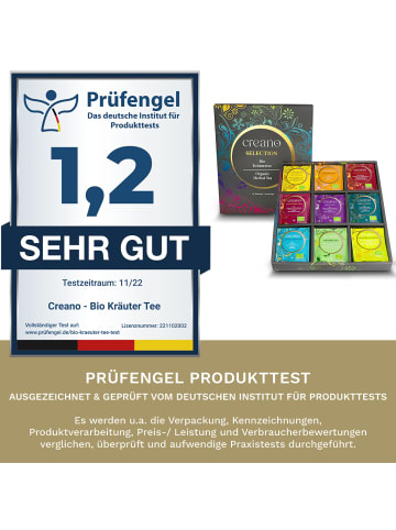 Creano Tee GESCHENK-BOX "Kräuter-Früchte -TEE" BIO 45 Teebeutel in 9 Sorten