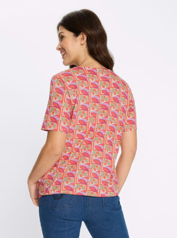 Sieh an! Kurzarmshirt in sesam-koralle-bedruckt