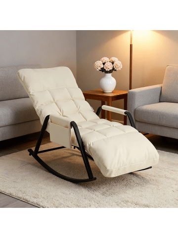 Home Nature Wohnkonzept Relaxliege Liegestuhl in Creme 150x62x104 cm