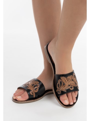 usha FESTIVAL Damen Sandalen Aus Leder in Schwarz