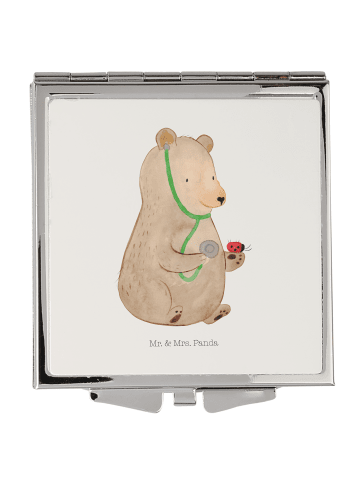 Mr. & Mrs. Panda Kosmetikspiegel Bär Arzt ohne Spruch in Weiß