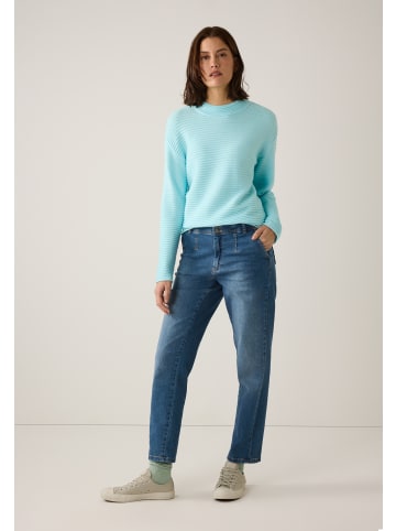 More & More softer Querrippen-Pullover in blue haze