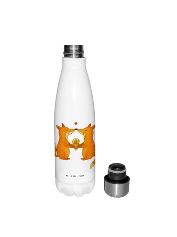 Mr. & Mrs. Panda Thermos Füchse Liebe Pommes ohne Spruch in Weiß
