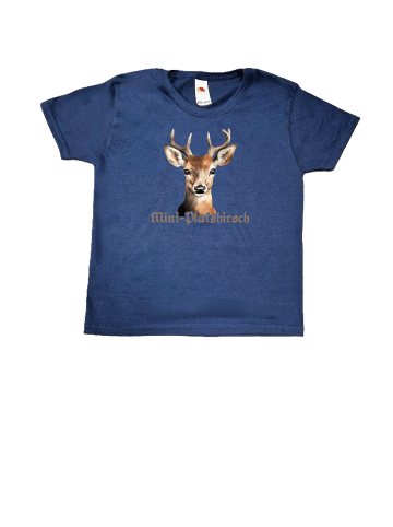 PAULGOS Kinder T-Shirt, Mini Platzhirsch (groß) in Navi-Blau