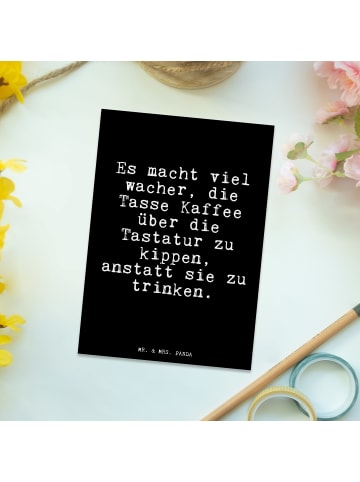 Mr. & Mrs. Panda Kunstkarte Es macht viel wacher,... mit Spruch in Schwarz