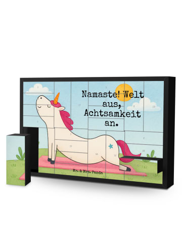 Mr. & Mrs. Panda Weihnachtskalender Einhorn Yoga Design mit Spruch in Weiß