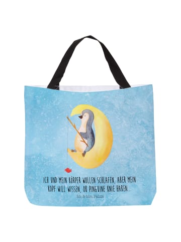 Mr. & Mrs. Panda Reisetasche Pinguin Mond mit Spruch in Eisblau