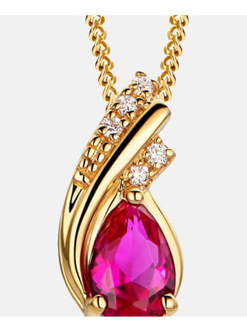 Diamant L'éternel Halskette mit Anhänger aus 585 Gelbgold mit 0.45 Karat Diamant mit Rubin