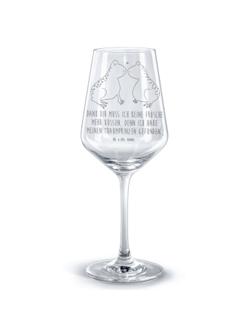 Mr. & Mrs. Panda Rotwein Glas Frosch Liebe mit Spruch in Transparent