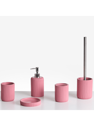 Beliani 5-tlg Badezimmer-Zubehör CAMANA in Rosa/Silber