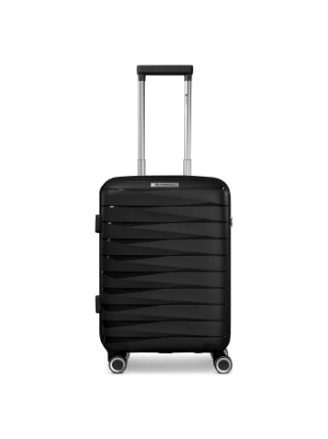 Franky London 4 Rollen Kabinentrolley S 55 cm mit Dehnfalte in black