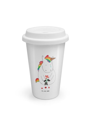 Mr. & Mrs. Panda Kaffeebecher To Go Einhorn Traurig ohne Spruch in Weiß