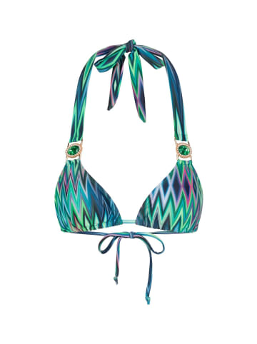 Moda Minx Bikini Top Chic in Chevron in Green Chevron