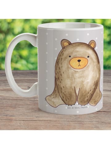 Mr. & Mrs. Panda Kaffeetasse Bär sitzend ohne Spruch in Grau Pastell