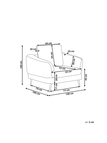 Beliani Sessel KJAER in Braun/Schwarz - (W) 100 x (H) 100 x (L) 100 cm