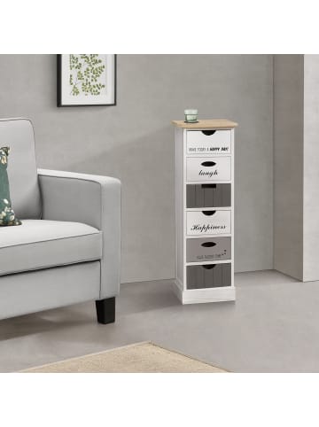 en.casa Kommode Salo in Grau Weiß (H)91cm (B)29cm (T)27cm