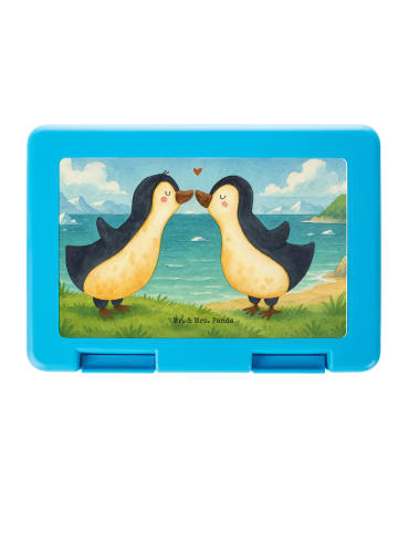 Mr. & Mrs. Panda Bentobox Pinguine Kuss Design ohne Spruch in Weiß