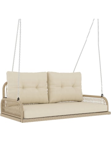 Outsunny Rattan-Hollywoodschaukel,115L x 66B x 44H cm,Beige