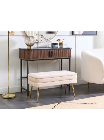 Beliani Bettbank DURHAM in Weiß/Gold - (W) 79 x (H) 43 x (L) 37 cm