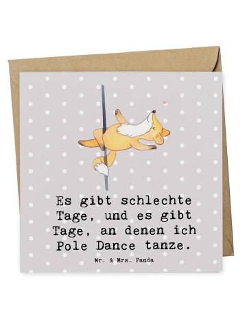 Mr. & Mrs. Panda Faltkarte Fuchs PoledanZeichen mit Spruch in Grau Pastell