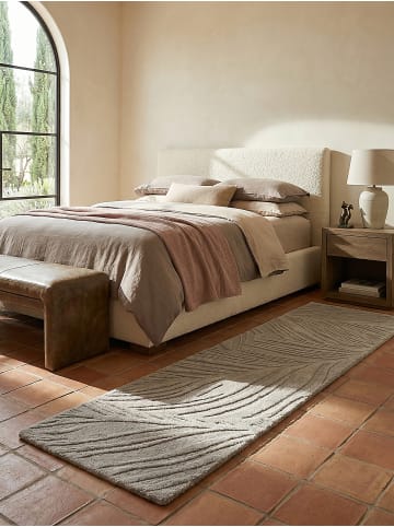 KADIMA DESIGN Wollteppich Kurzflor LEVEN Floral Naturfaser Wohnzimmer in Grau