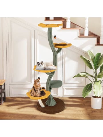 COSTWAY Kratzbaum 175 cm blumenförmig in Braun