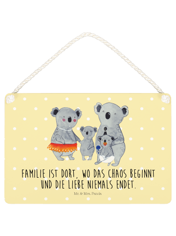 Mr. & Mrs. Panda Deko Schild Koala Familie mit Spruch in Gelb Pastell