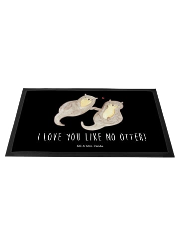 Mr. & Mrs. Panda Outdoor-Matte Otter Hände halten mit Spruch in Schwarz