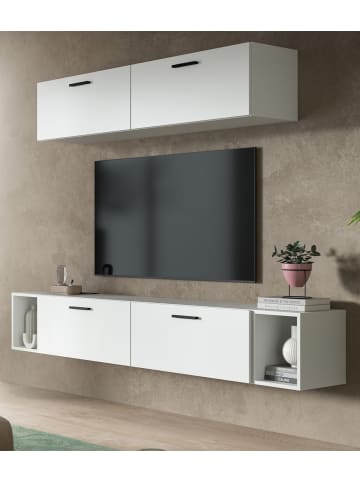 Inn.Furn Wohnwand in weiß 202 cm, Wohnkombination mit Soft-Close