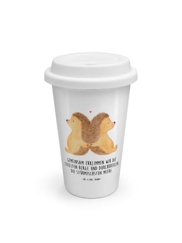 Mr. & Mrs. Panda Coffee To Go Becher Igel händchenhaltend mit Sp... in Weiß