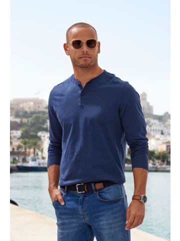 H.I.S Langarmshirt in khaki / blau
