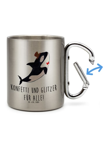 Mr. & Mrs. Panda Edelstahl-Isolierbecher Orca Zylinder mit Spruch in Silber