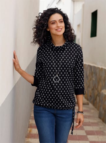 WITT WEIDEN Rollkragen-Shirt in schwarz-ecru-bedruckt